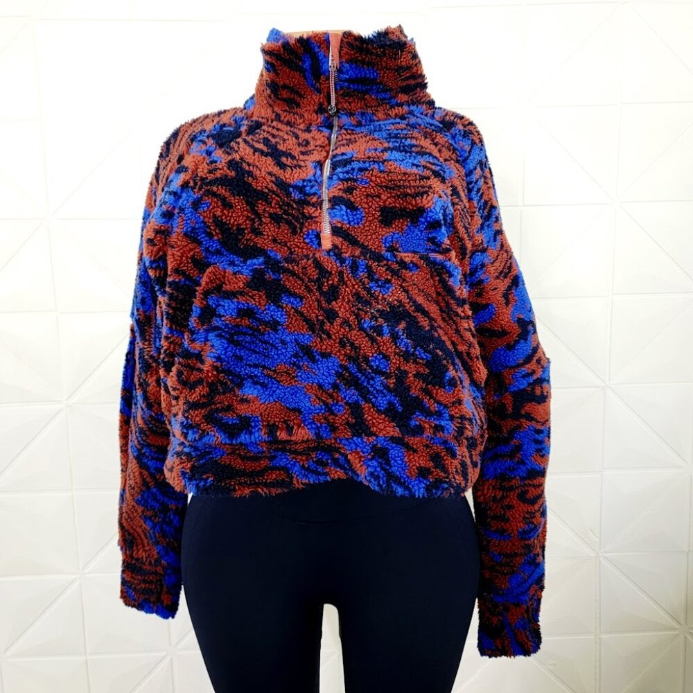 Lululemon Women Camo Jacquard Scuba Oversized Fleece Funnel Neck Pullover M/L - Picture 2 of 9